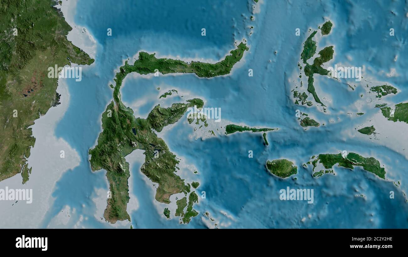 Satellite Map Of The Area Around The Molucca Sea Tectonic Plate 3d Rendering 2C2Y2HE 
