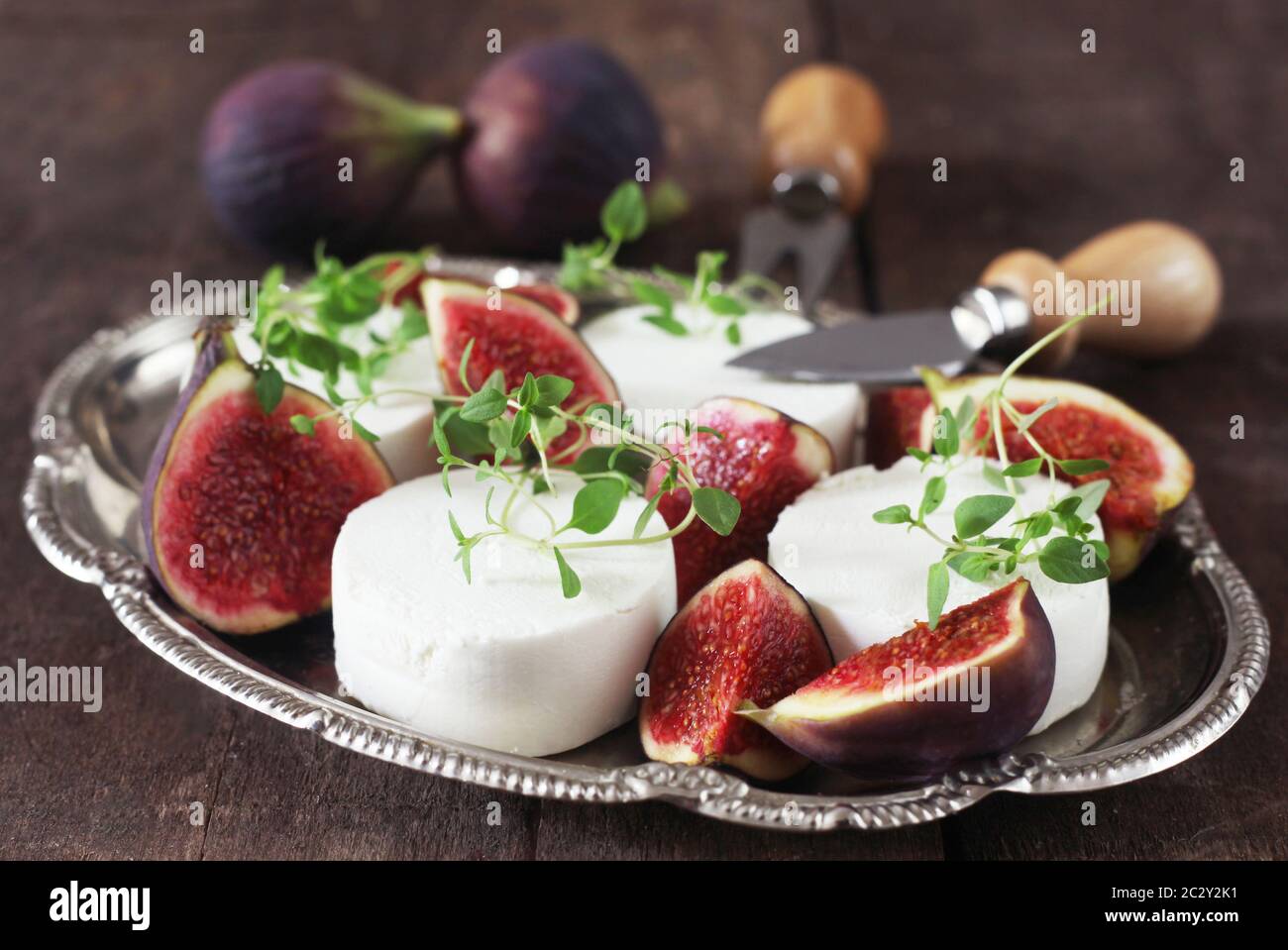 Figs And Cheese Stock Photo