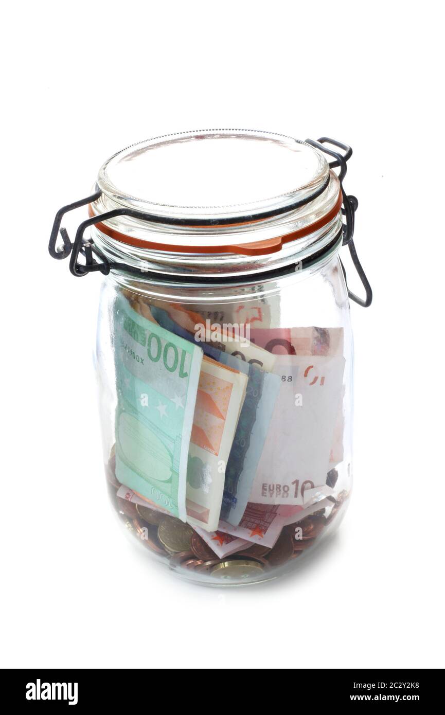 Storage Jar With Savings Stock Photo