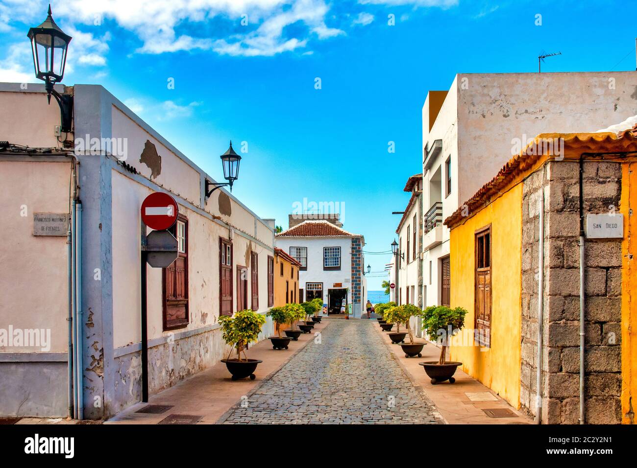 Streets of Garachico, Tenerife, Canary Islands, Spain, Stock Photo