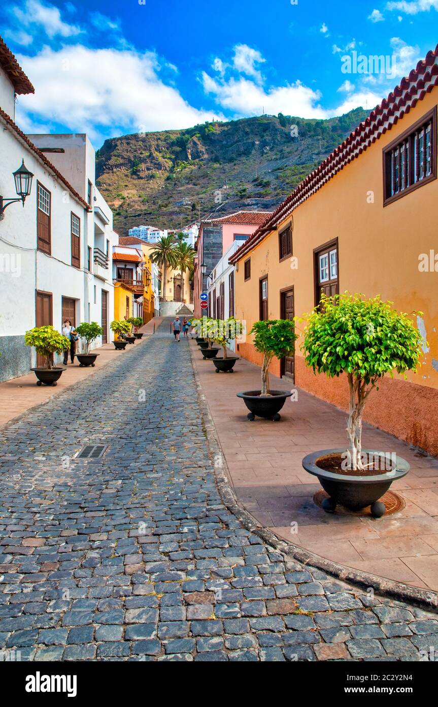 Streets of Garachico, Tenerife, Canary Islands, Spain, Stock Photo