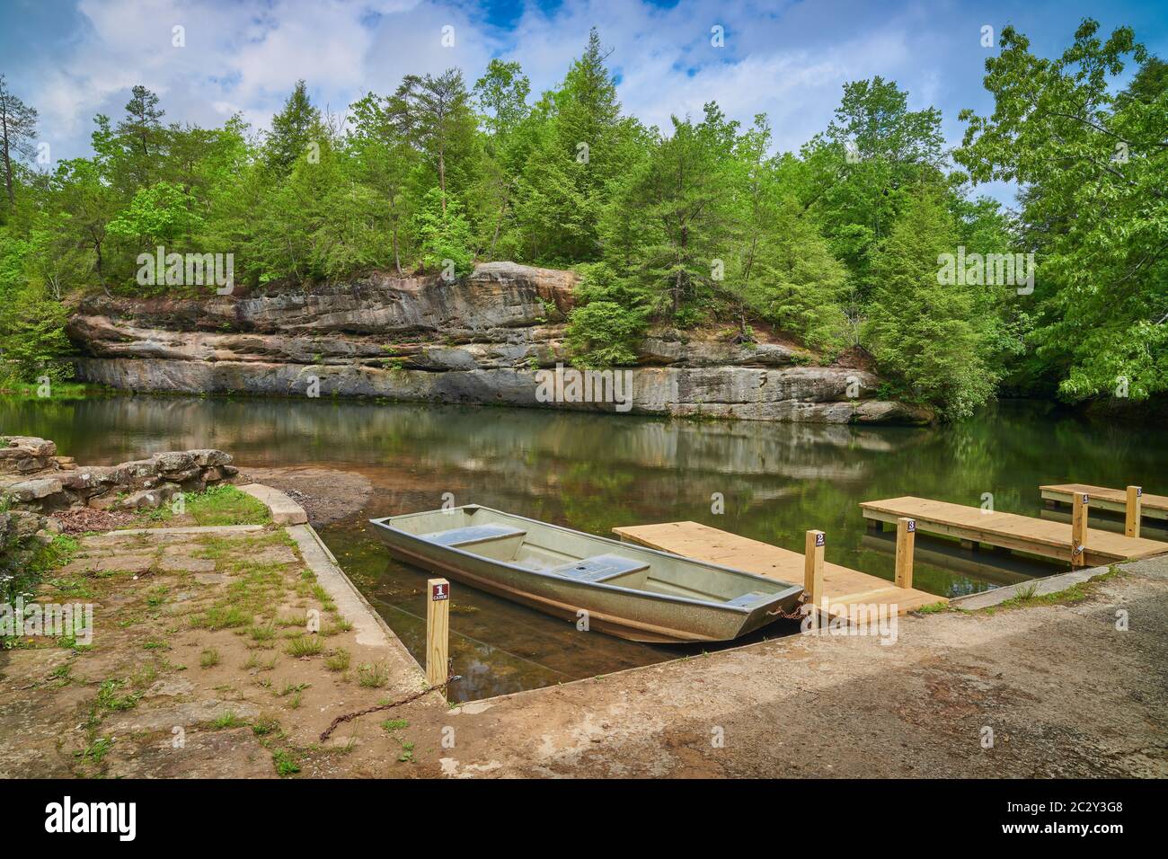 Boat docks at Pickett State Park, TN Stock Photo Alamy