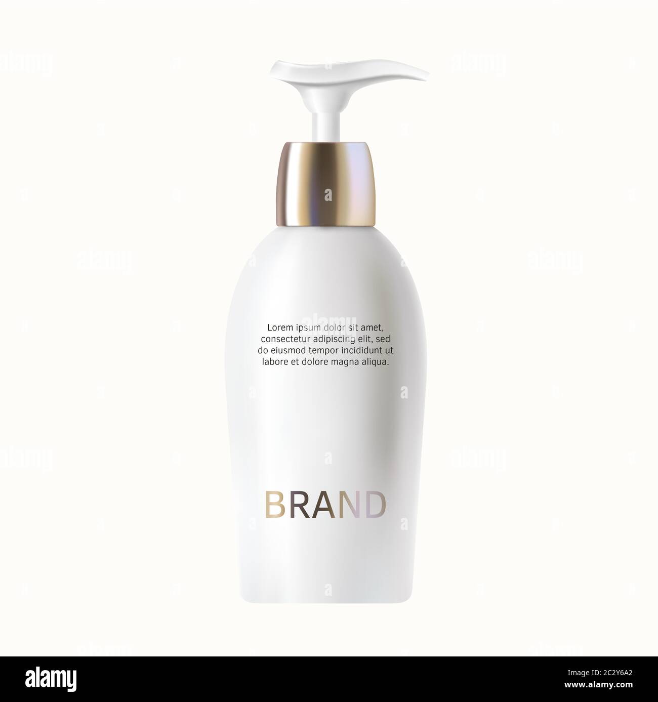 White bottle with silver pump for cosmetic products realistic vector