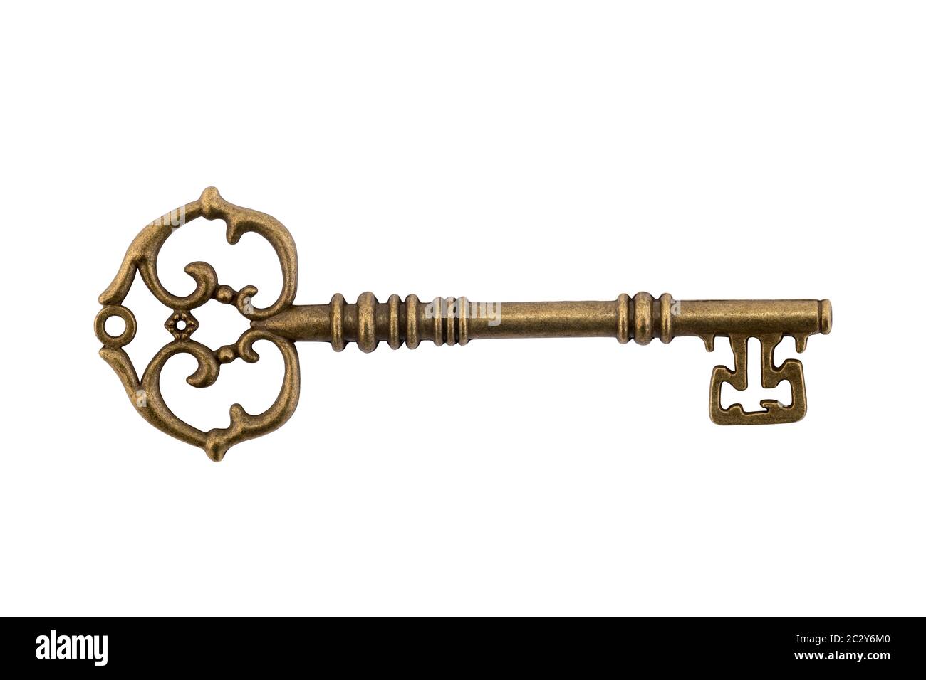 Antique key isolated on white background with clipping path Stock Photo