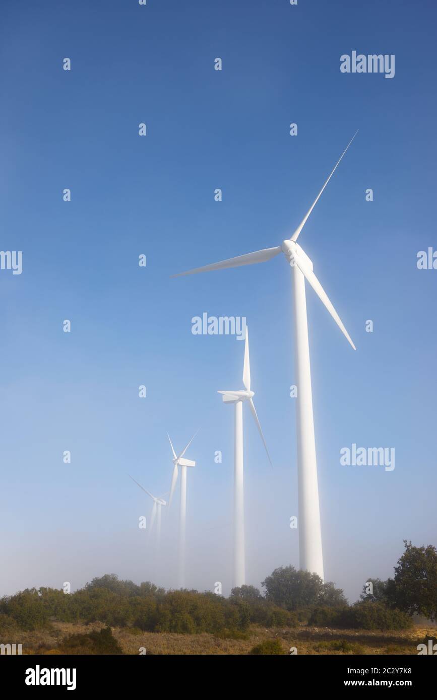 Wind turbines for sustainable electric energy production in Spain. Stock Photo