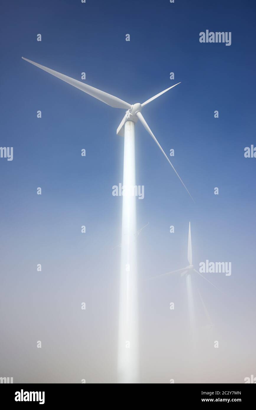 Wind turbines for sustainable electric energy production in Spain. Stock Photo