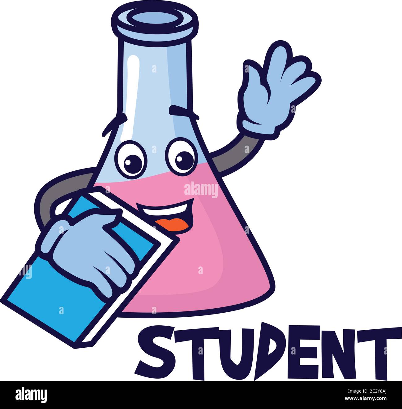 science beaker character as a student. vector illustration Stock Vector