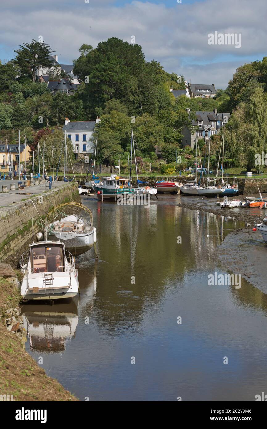 Idyllic scenery at Pont-Aven, a commune in the Finistere department of Brittany (Bretagne) Stock Photo