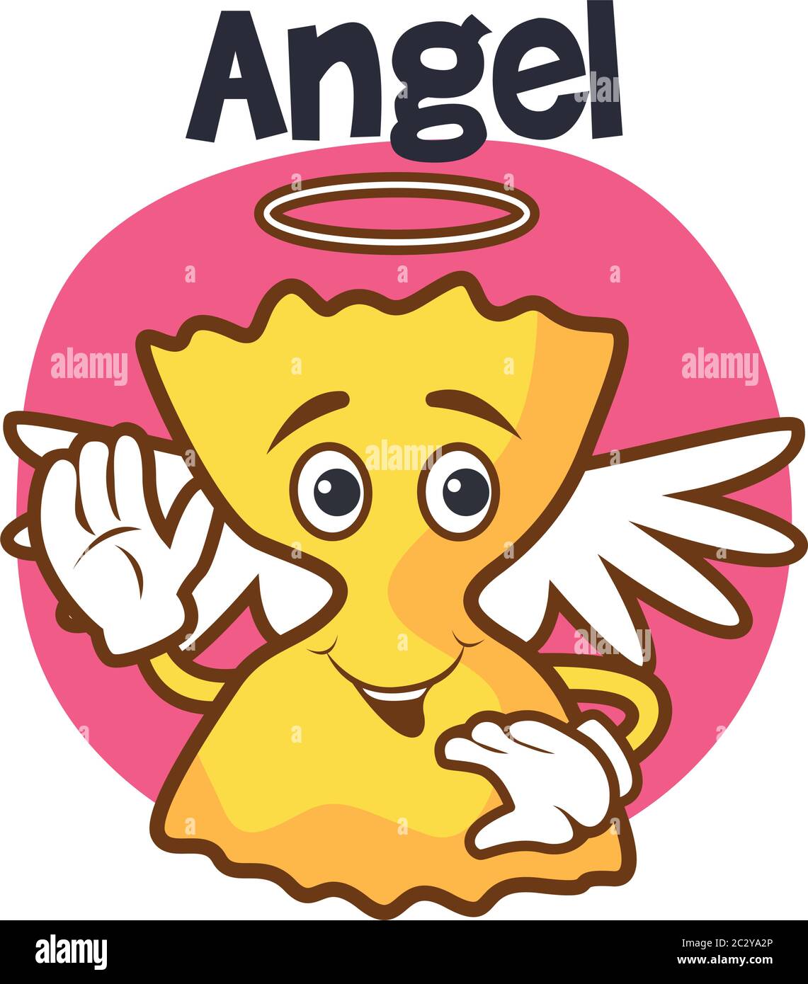 angel penne italian pasta cartoon character.  vector illustration Stock Vector