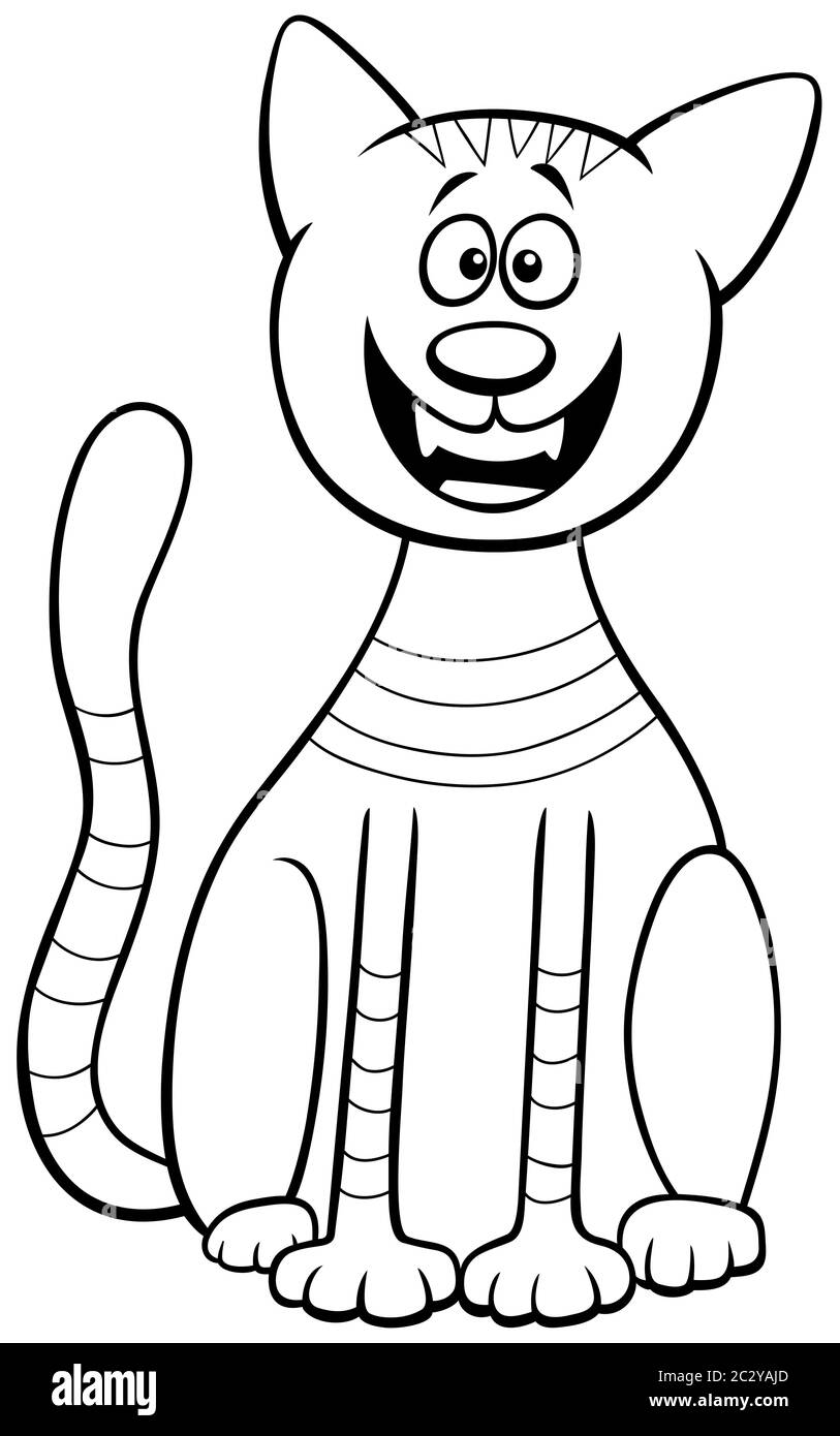 kitten or cat cartoon character coloring book Stock Photo - Alamy