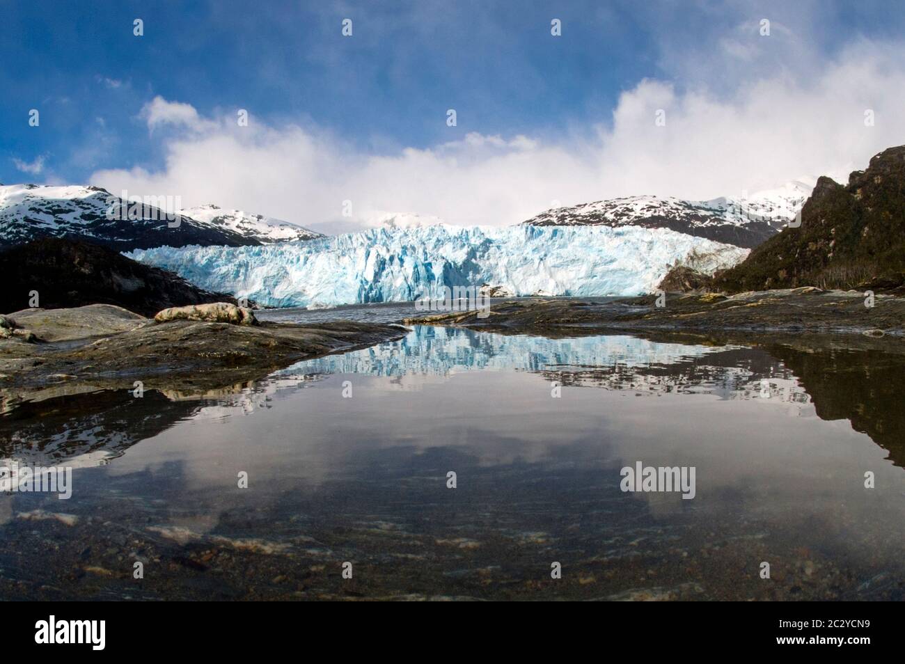 Coastal glacier in Cordillera Darwin range, Patagonia, Chile, South