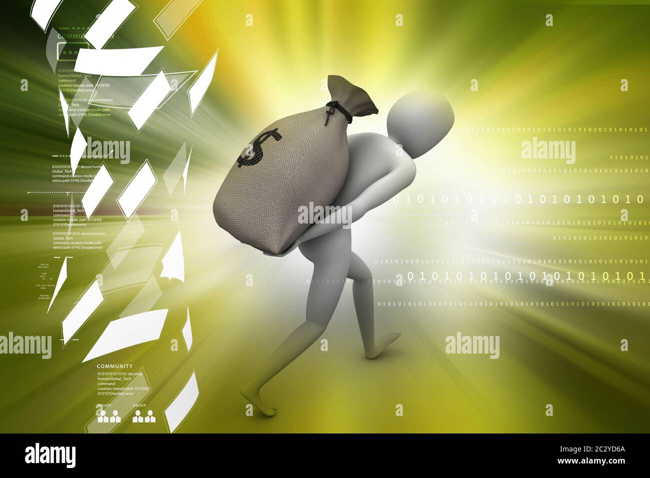 3d man carrying money bag Stock Photo - Alamy