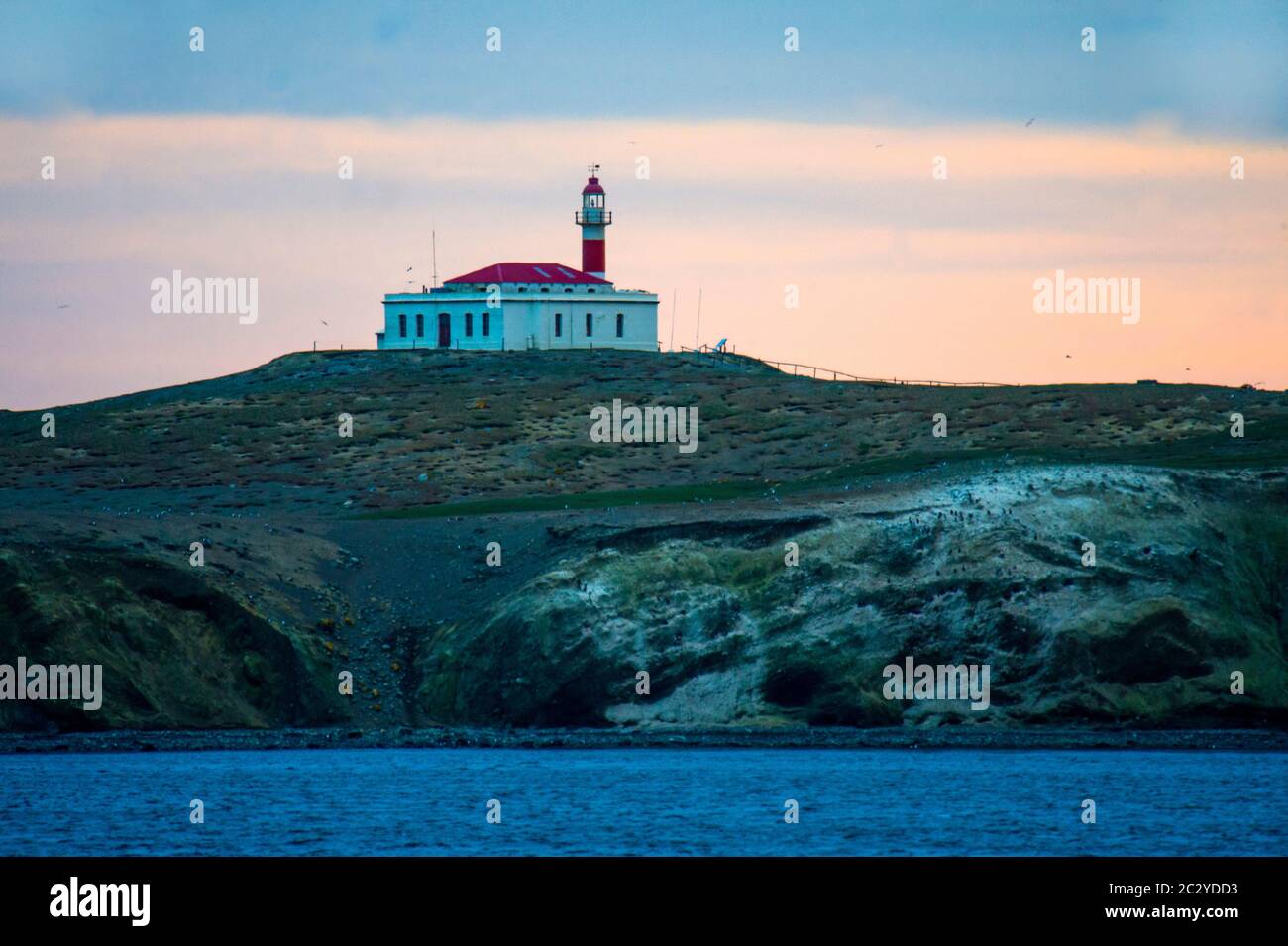Punta Delgada Lighthouse, Strait of Magellan, Chile, South America Stock Photo