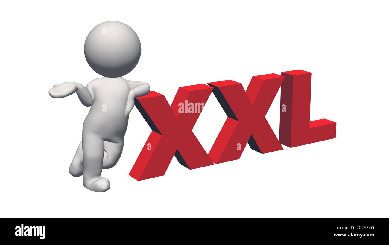label size collection - XXL sign red with 3D figure Stock Photo