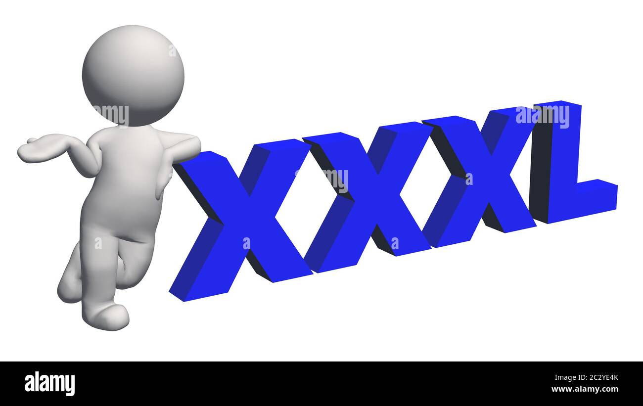label size collection - XXXL sign blue with 3D figure Stock Photo