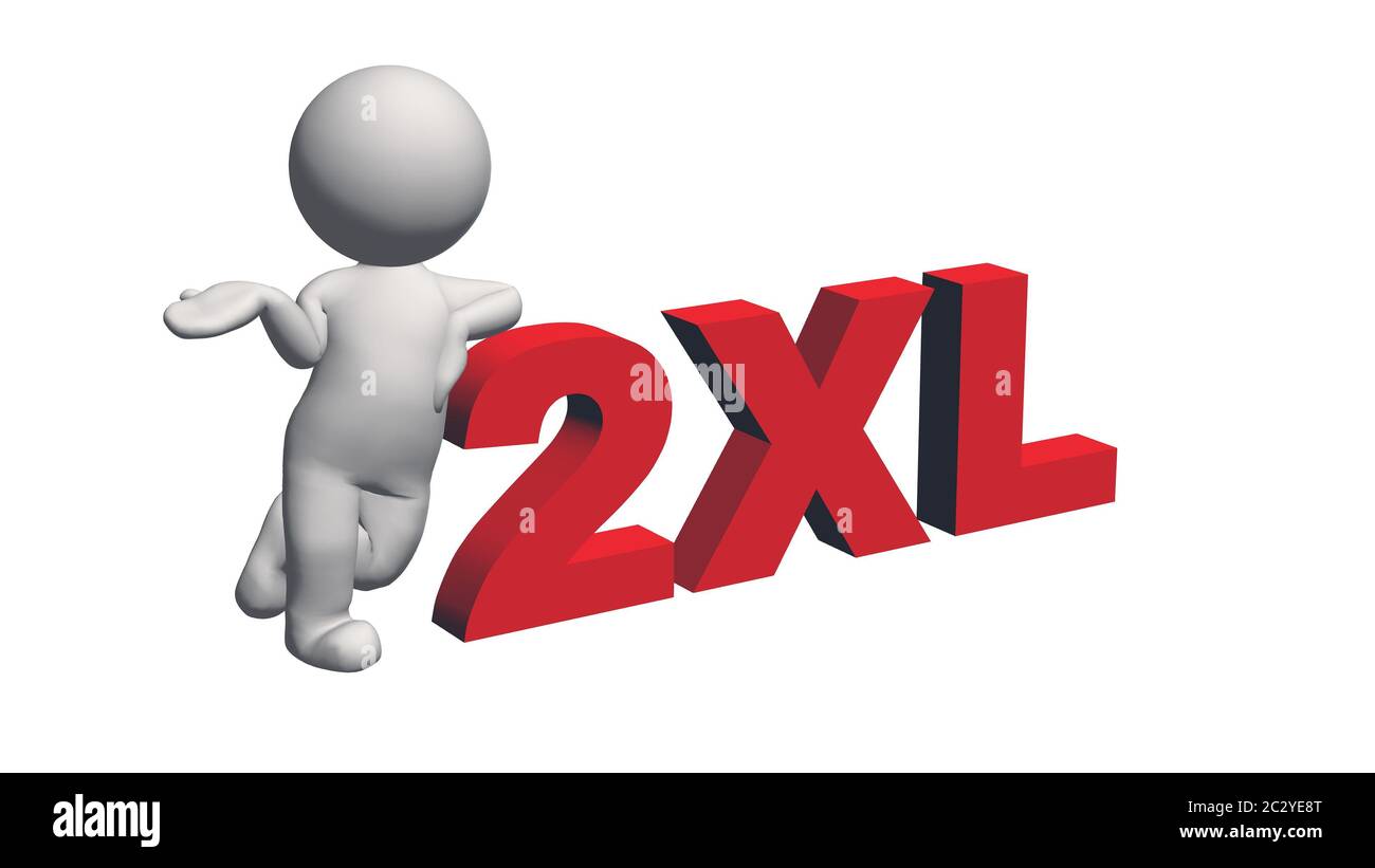 label size collection - 2XL sign red with 3D figure Stock Photo