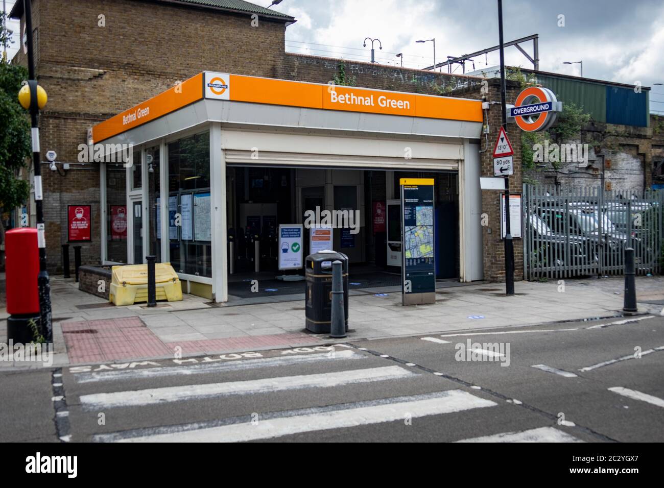 LONDON- JUNE, 2020: Bethnal Green overground station, an area of East London Stock Photo