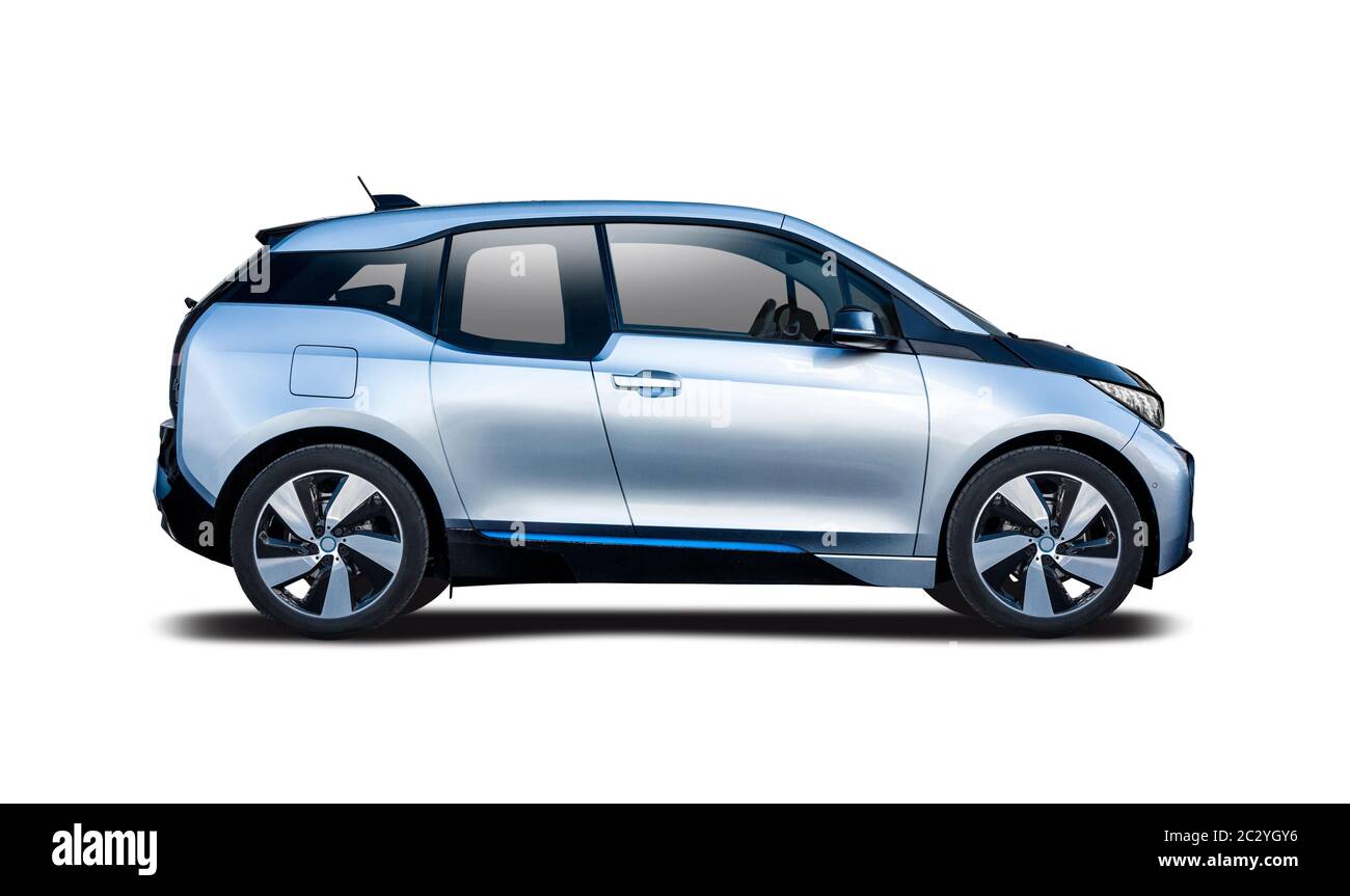 German Electric car side view isolated on white Stock Photo Alamy