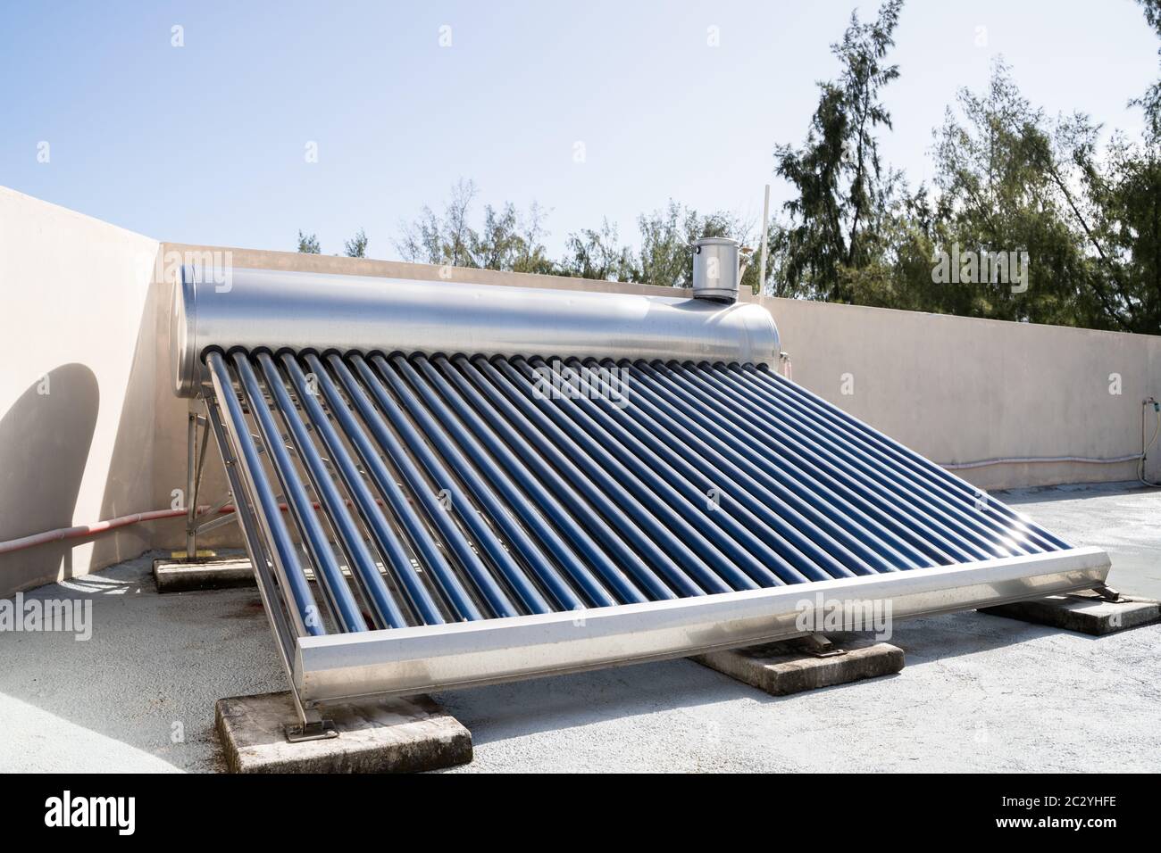 Solar Energy Water Heater Installed On Roof Stock Photo - Alamy