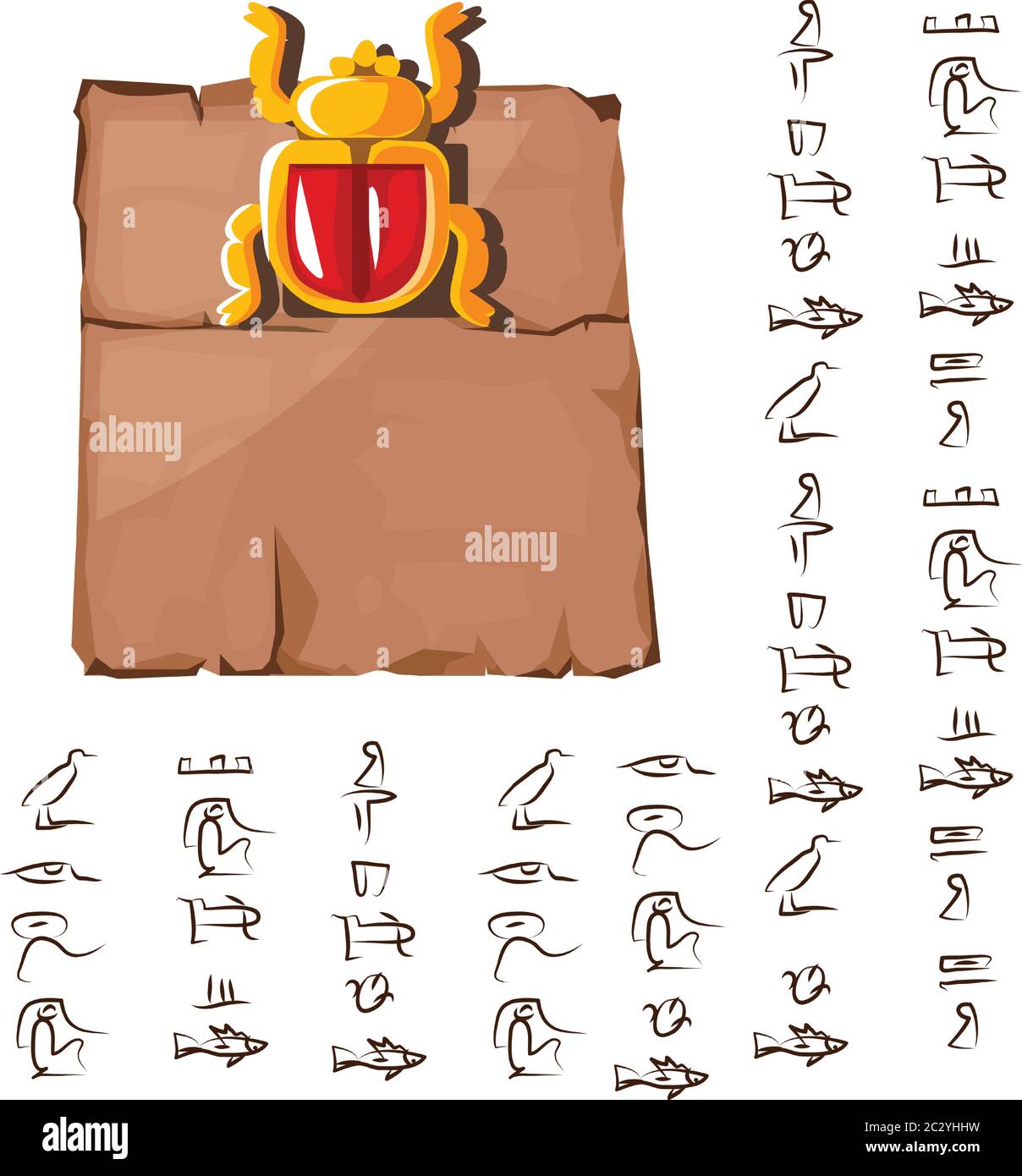 Ancient Egypt papyrus with scarab beetle cartoon vector illustration ...