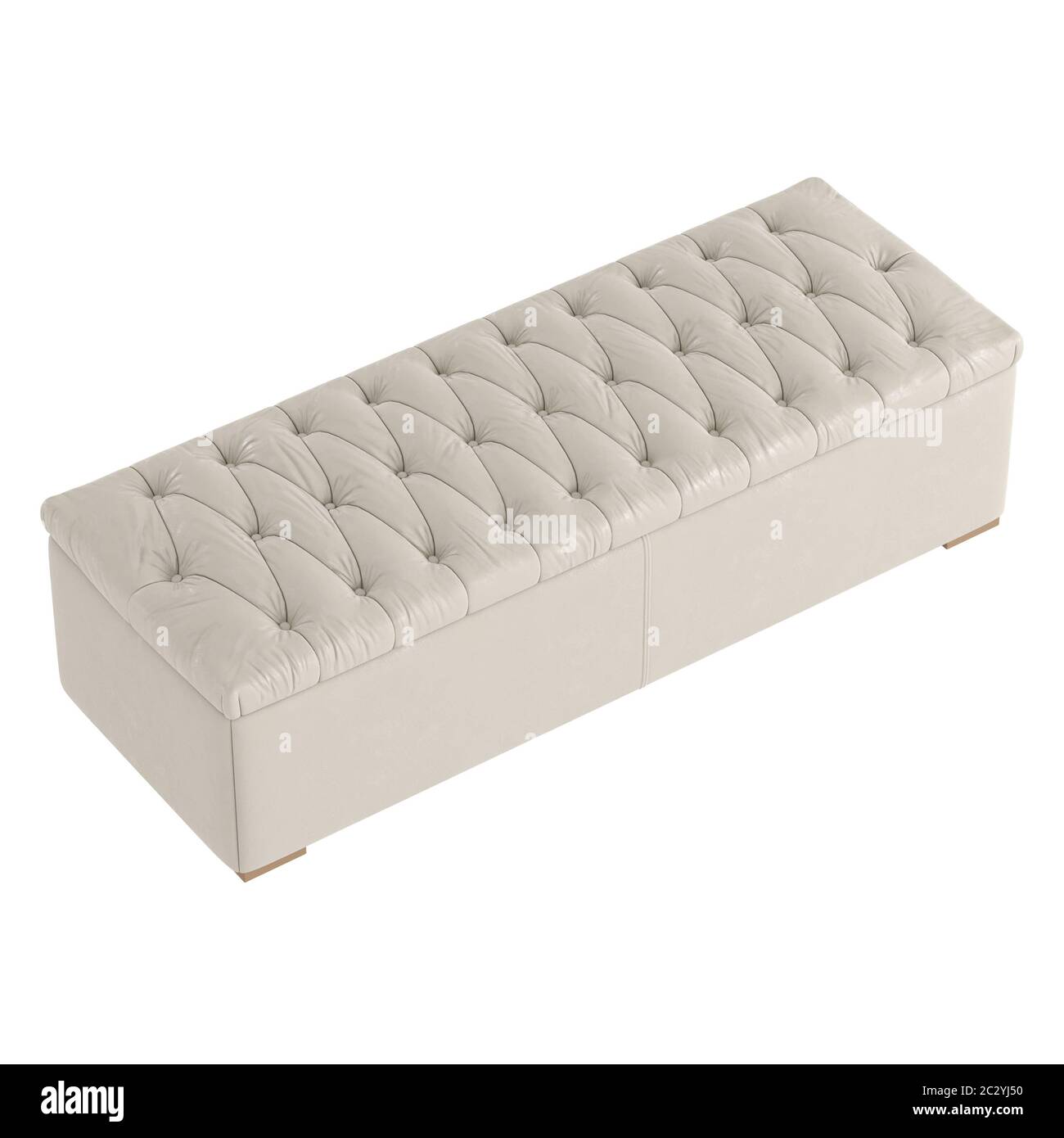 Beige leather upholstered bench on an isolated background. 3d rendering Stock Photo
