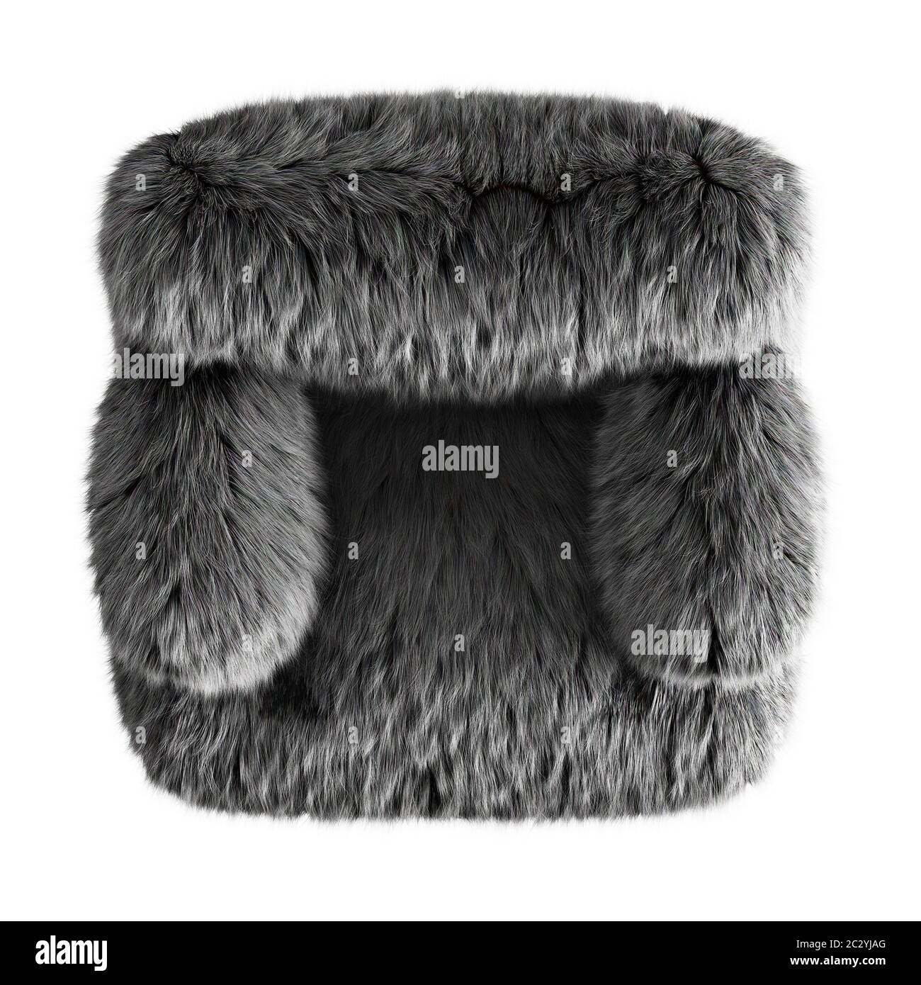 Beautiful gary fluffy chair made of wool on an isolated background top