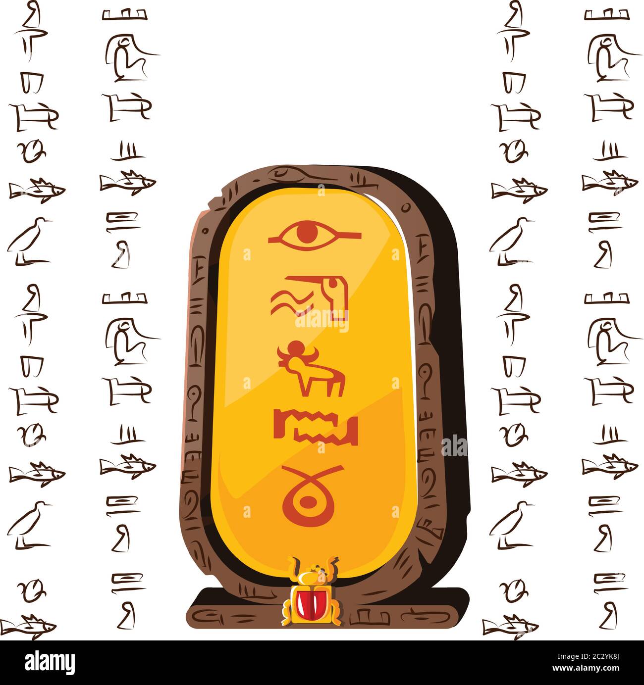 Stone board or clay tablet and Egyptian hieroglyphs cartoons vector illustration Ancient object for recording storing information, graphical user inte Stock Vector