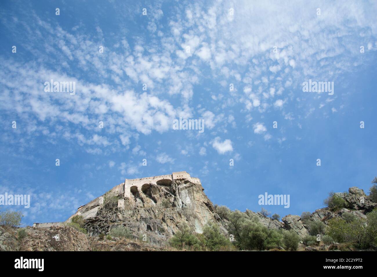 The fortress of Corte (In french:'Citadelle de Corte'), located in the fourth-largest commune in the island of Corsica, under the blue sky Stock Photo