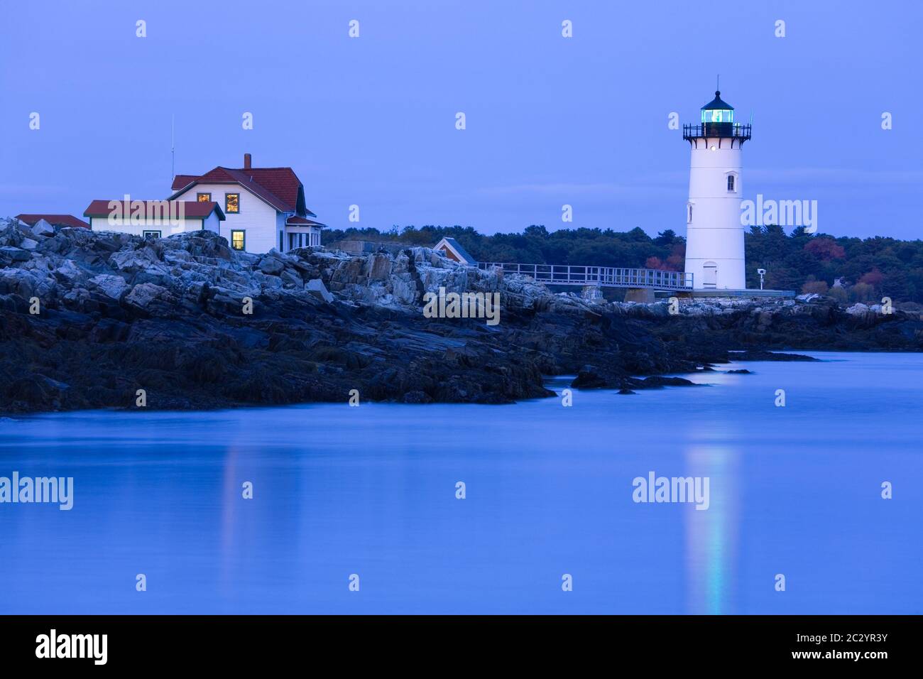 Fort Constitution Lighthouse, Portsmouth, New Hampshire, New England, USA Stock Photo