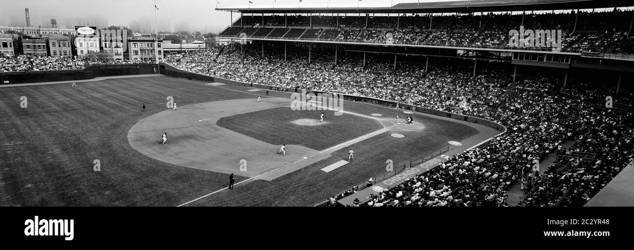 Baseball game at Wrigley Field, Chicago, Illinois, USA Stock Photo