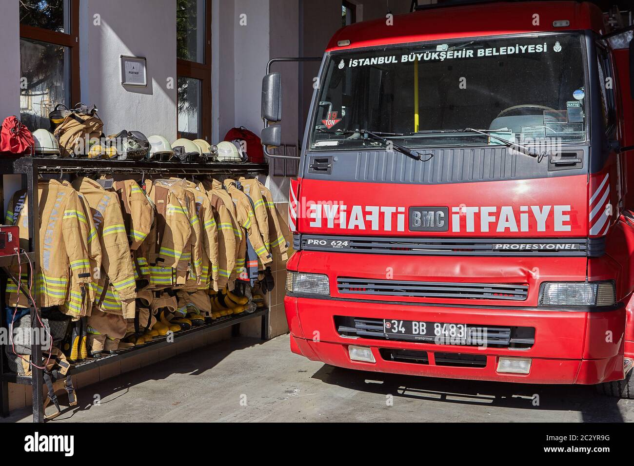 Istanbul, Turkey February 13, 2020 Fire extinguishing equipment on