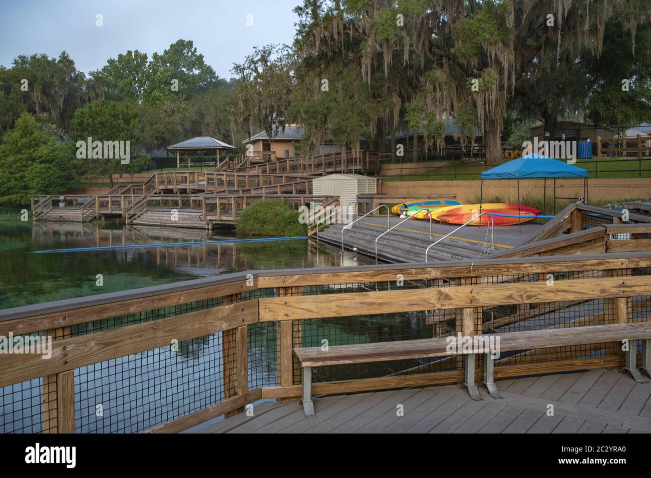KP Hole Marion County Park. Dunnellon, Florida. On the Rainbow River. Early morning befor people arrive. Stock Photo