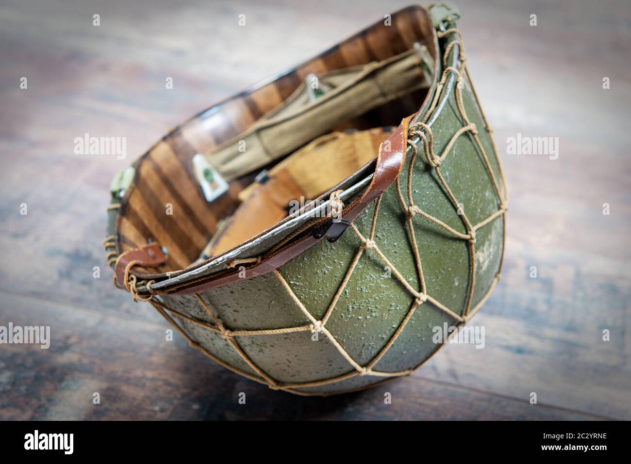 American ww2 military helmet on a rustic wooden Stock Photo - Alamy