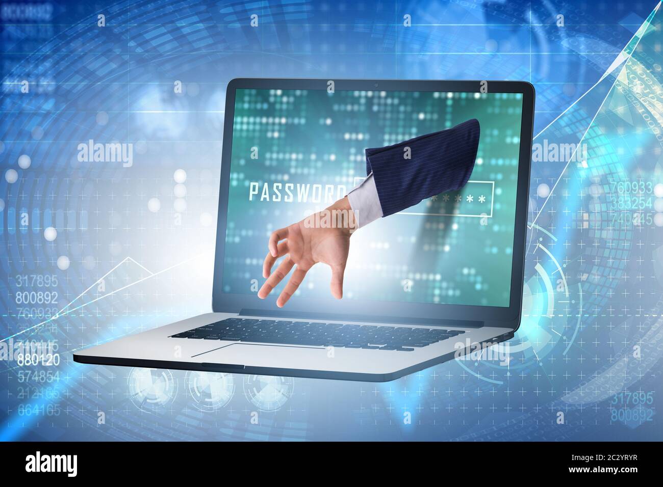 Hacker man trying to steal personal data Stock Photo