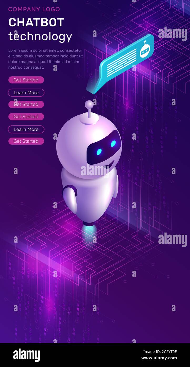 Chatbot Technology Isometric Concept Vector Illustration Website Landing Page With Artificial Intelligence Robot Figure And Text Bubble Or Message I Stock Vector Image Art Alamy Chatbot Technology Isometric Concept Vector Illustration Website Landing Page With Artificial Intelligence Robot Figure And Text Bubble Or Message I Stock Vector Image Art Alamy