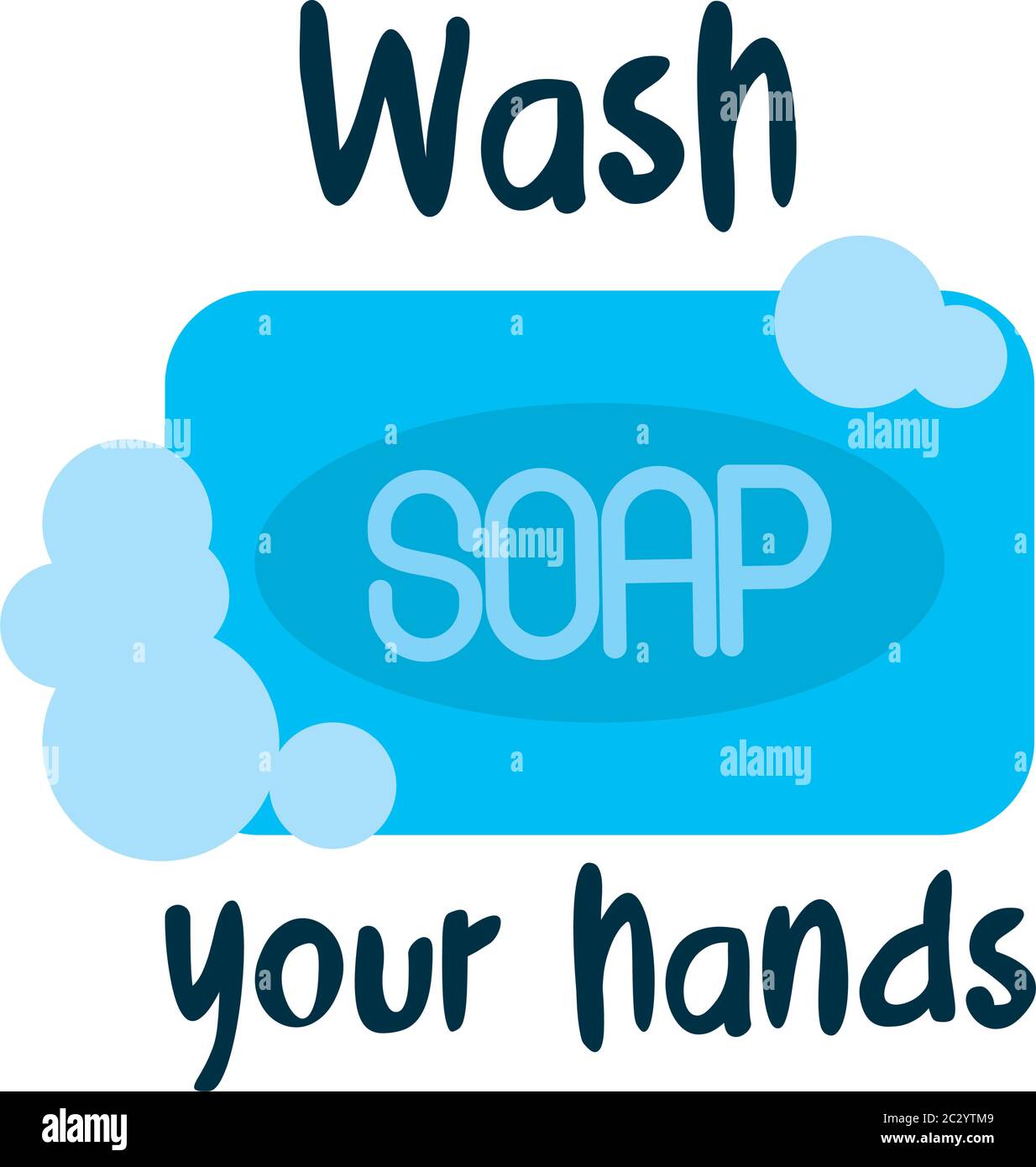 wash your hands lettering design with soap bar icon over white ...