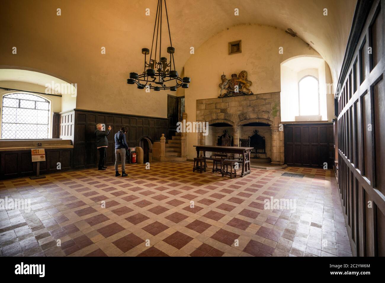 Great Hall dining and feasting room in Doune castle, Stirling, Scotland, UK, Europe Stock Photo