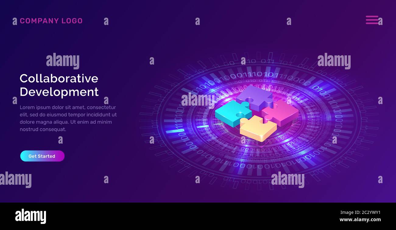 Collaborative development, isometric business concept vector. Color ...