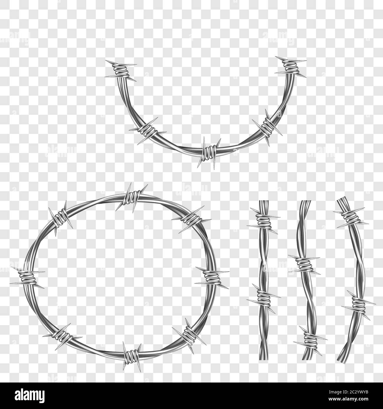 photo Thorns Realistic Barbed Wire Drawing https www alamy com metal steel barbed wire with thorns or spikes realistic vector illustration isolated on transparent background fencing or barrier part element for d image363260111 html