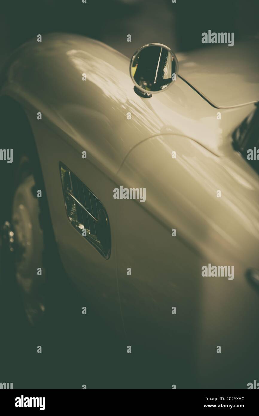 Close up shot of a vintage car side mirror Stock Photo - Alamy