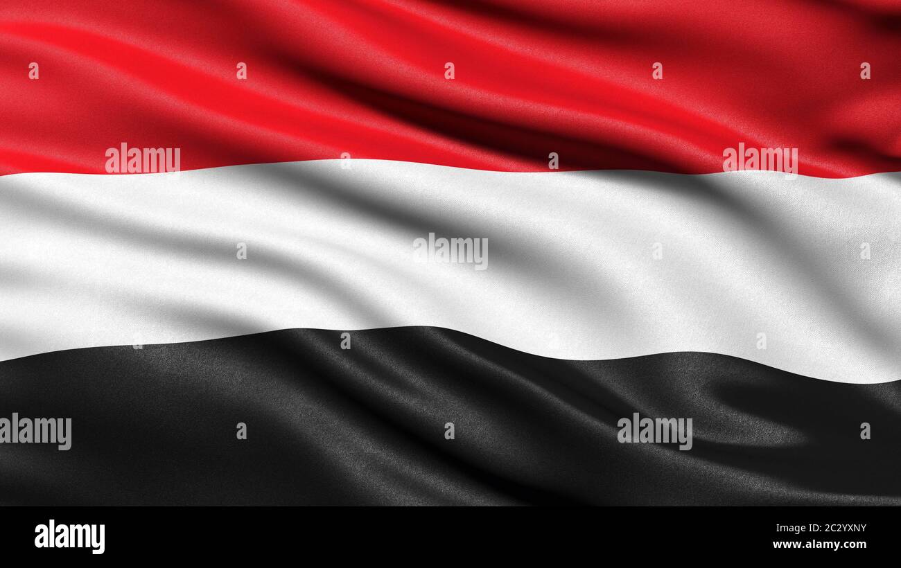 Flag of the Republic of Yemen, 3-D illustration Stock Photo