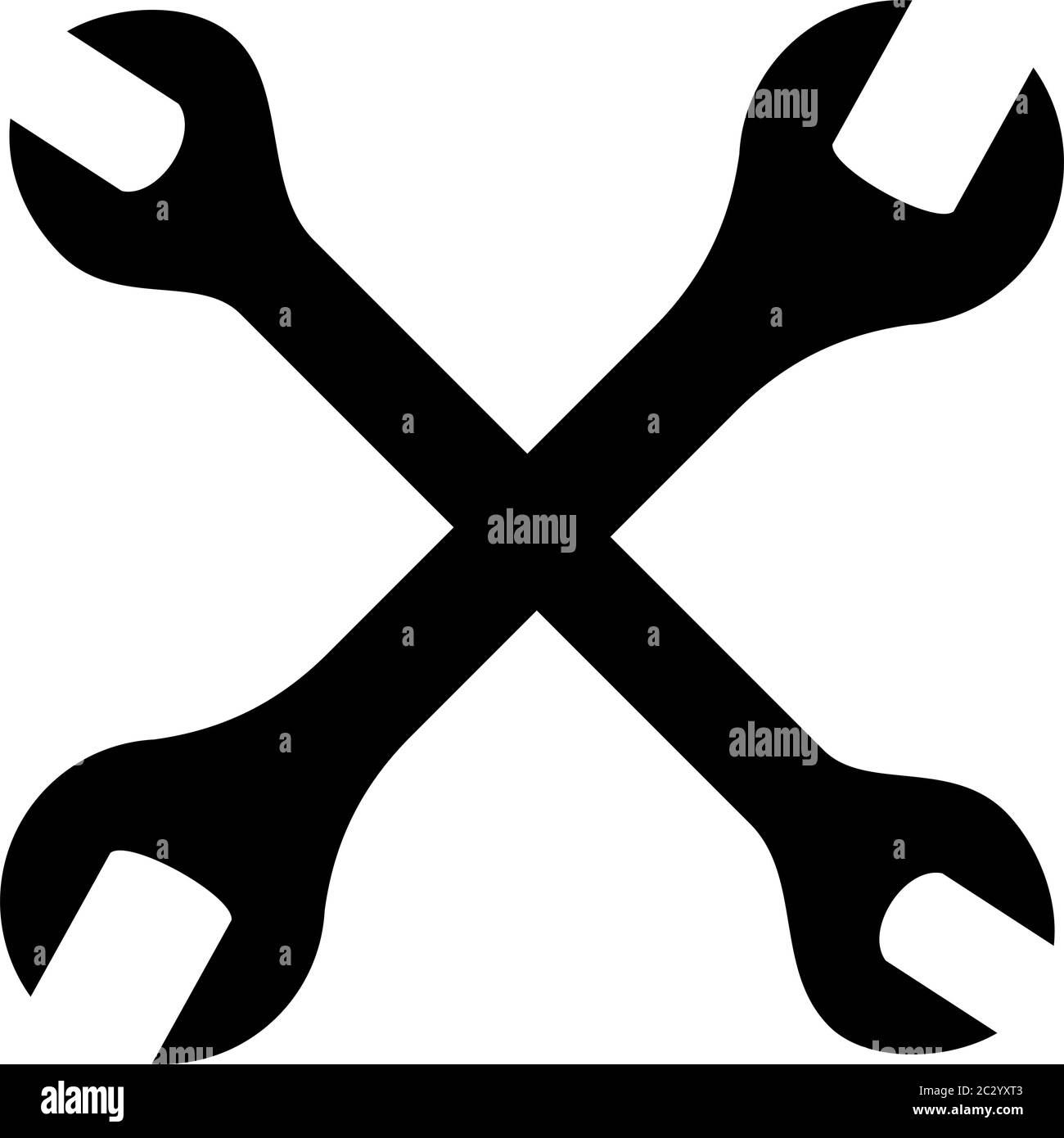 Open End Wrench Icon, Spanner Vector Art Illustration Stock Vector