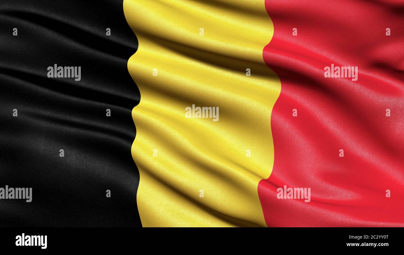 Flag of Belgium, 3-D illustration Stock Photo