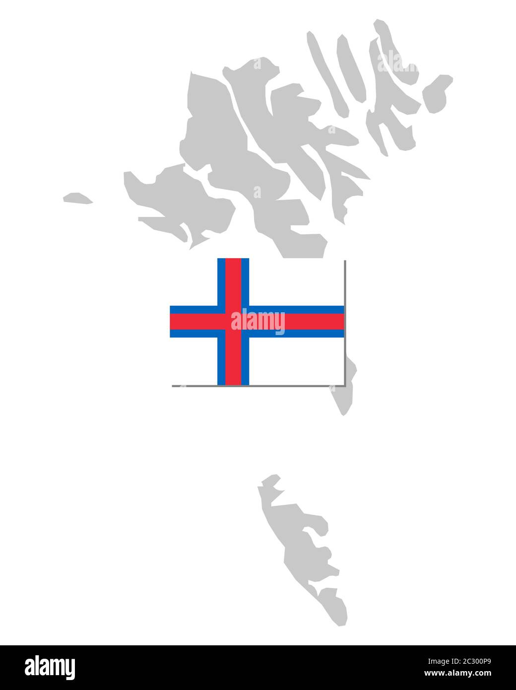 Fahne und Landkarte der Färöer Stock Photo