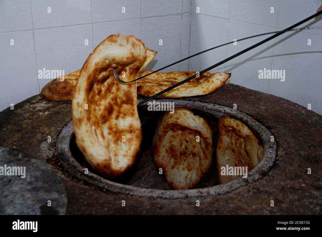 Finely cooked caucasian tandir bread Stock Photo