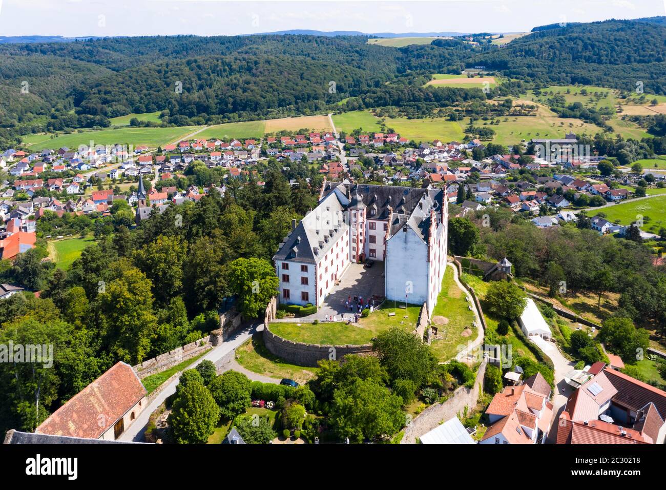 Aerial view, Lichtenberg Castle, Fischbachtal, Hesse, Germany Stock Photo