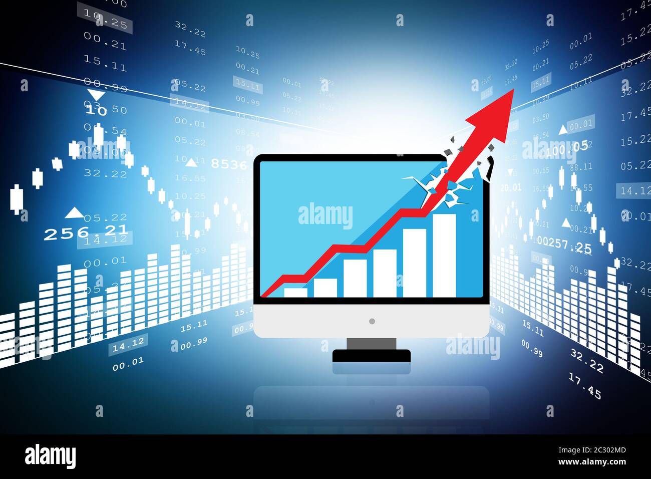 computer showing a financial graph Stock Photo Alamy