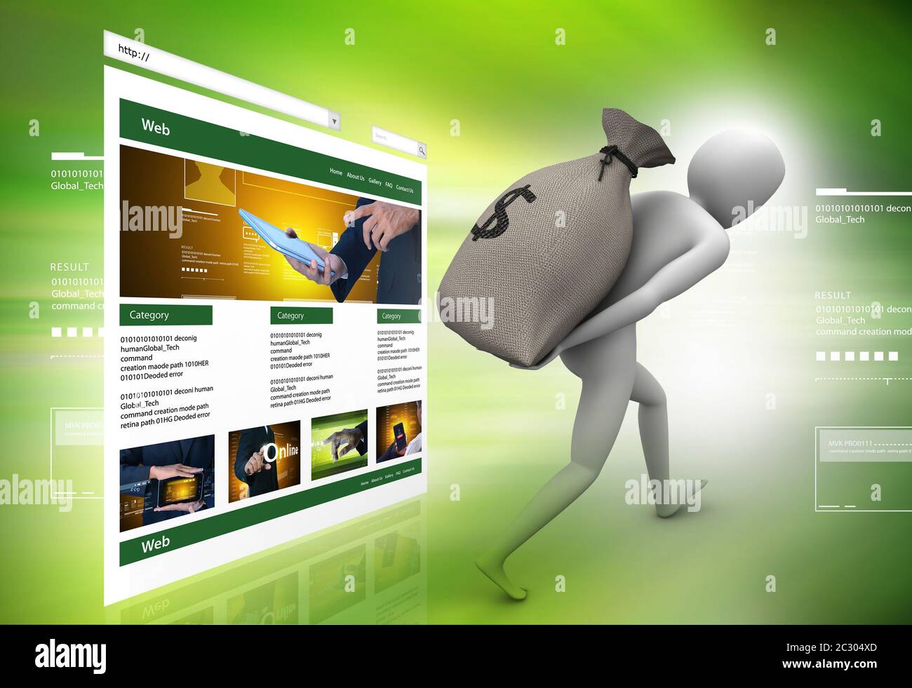 3d man carrying money bag Stock Photo - Alamy