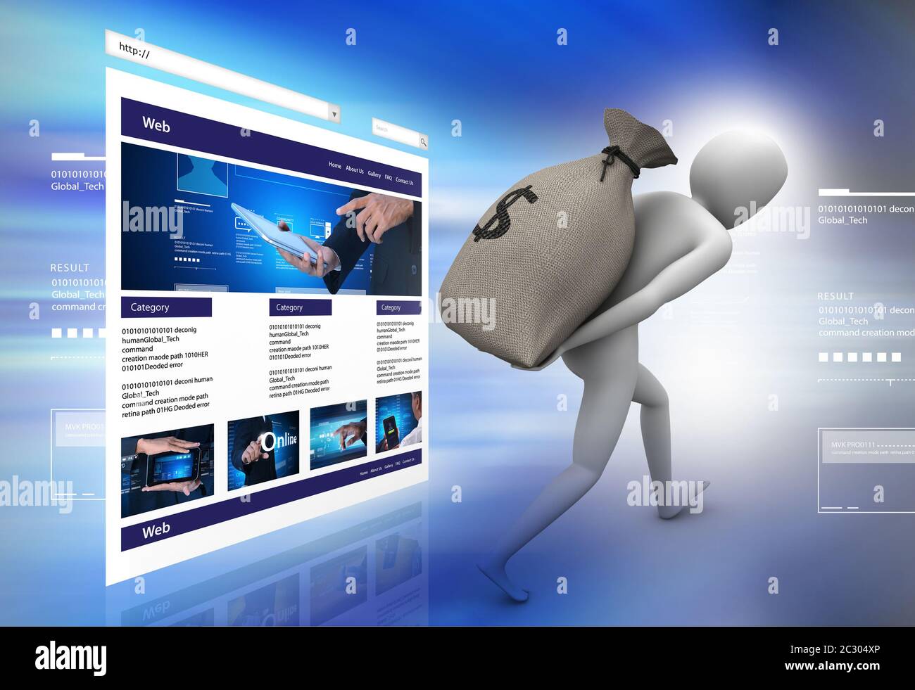 3d man carrying money bag Stock Photo - Alamy