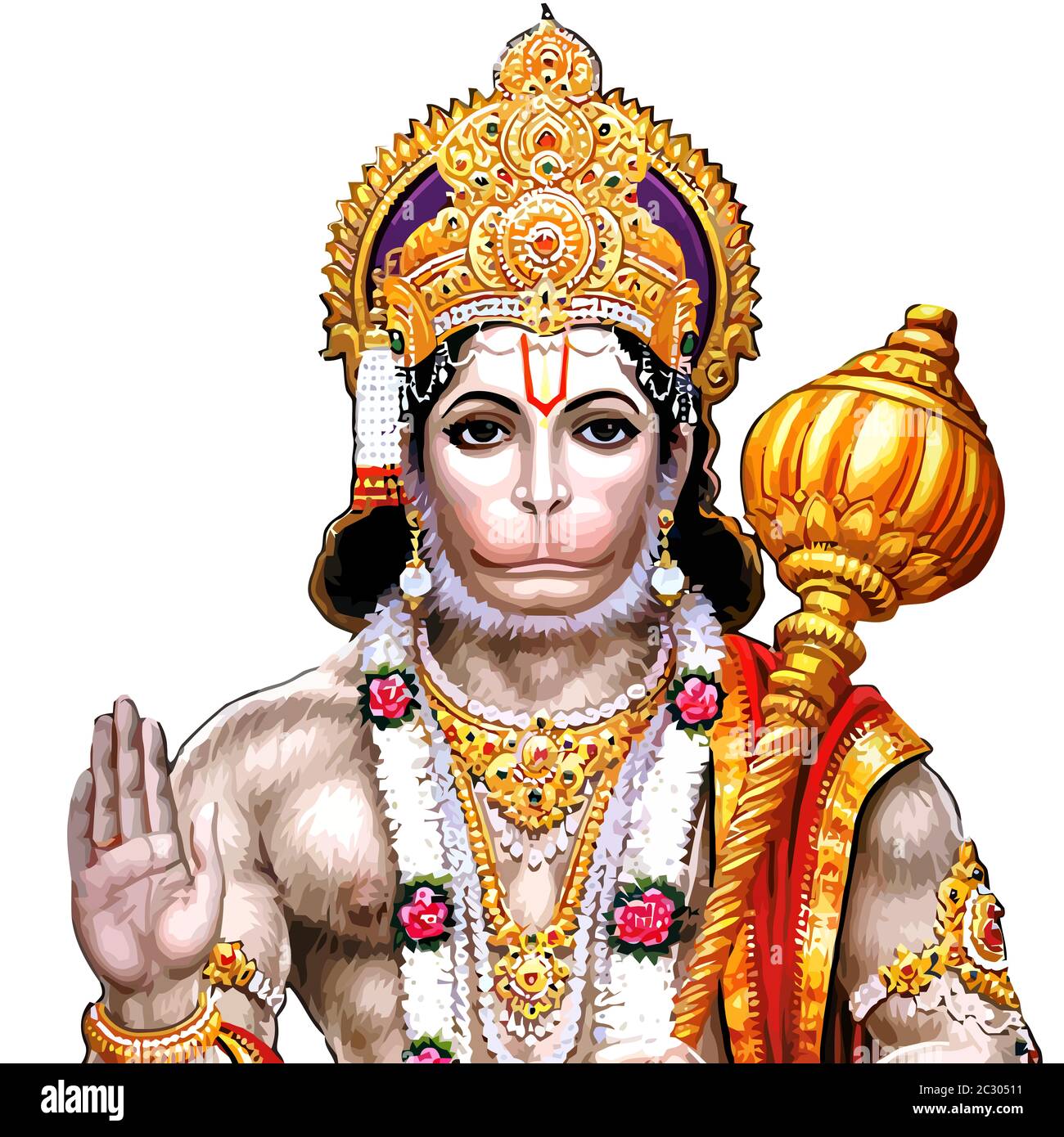 indian god monkey holy hanuman jayanti faith illustration Stock Photo